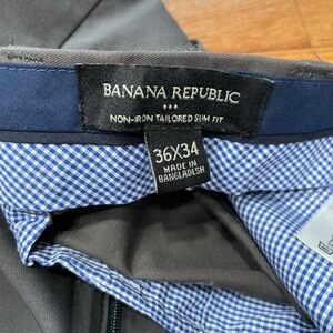 Banana Republic - 36/34 - navy/gray Non-iron tailored slim fit pants